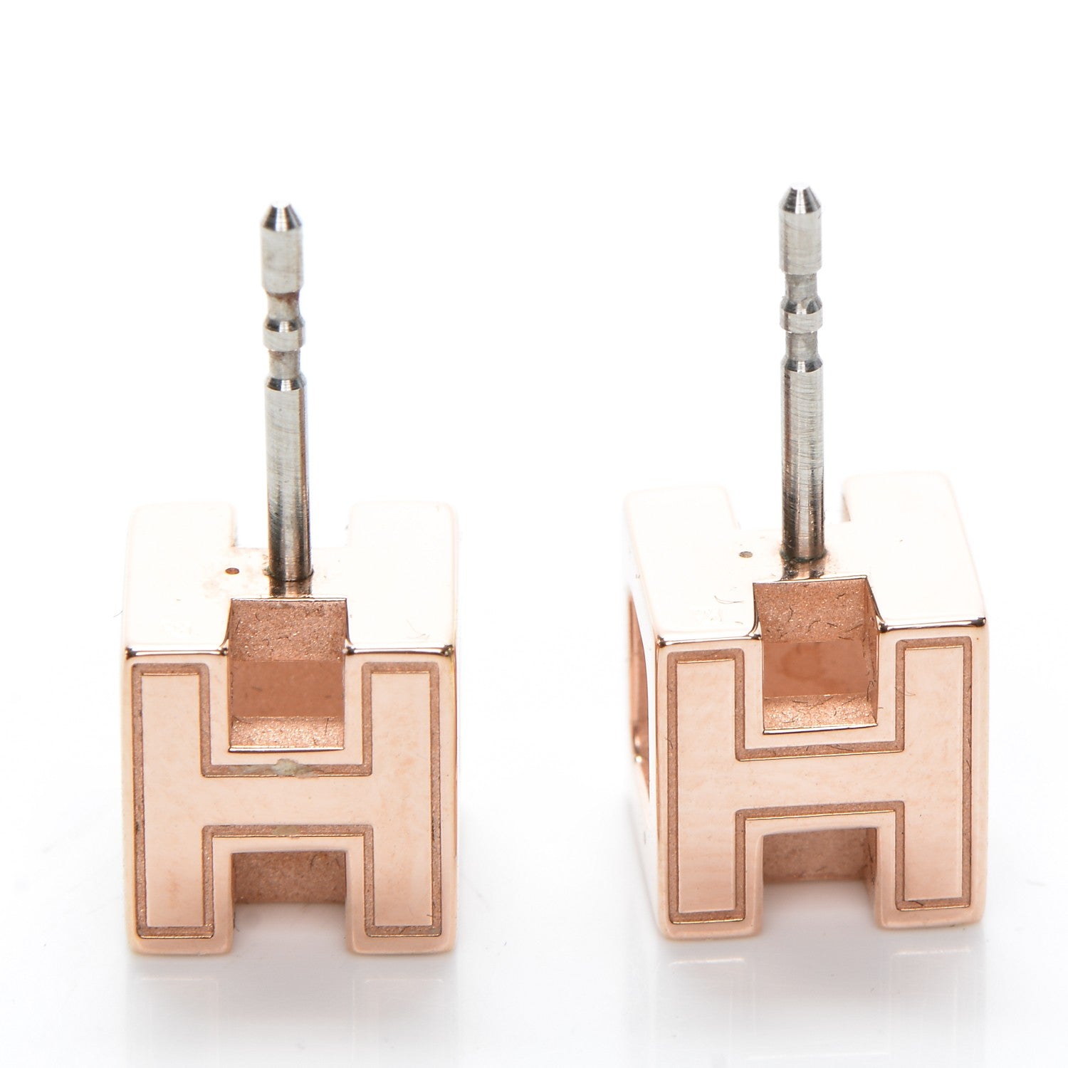 Hermes Rose Gold Plated Cage d'H Earrings Black 3 of 5