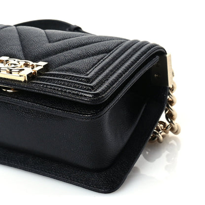 Chanel Caviar Chevron Quilted Mini Boy Flap Black 9 of 10