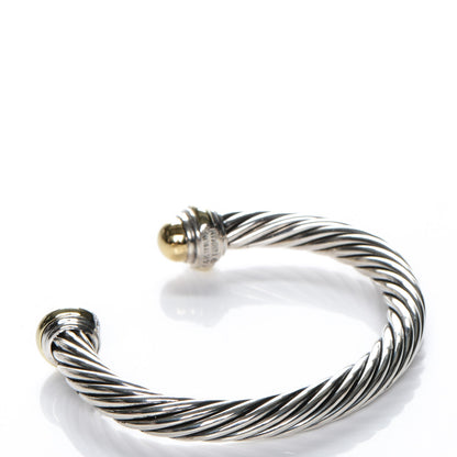 David Yurman Sterling Silver 14K Yellow Gold 7mm Cable Classics Bracelet 3 of 4