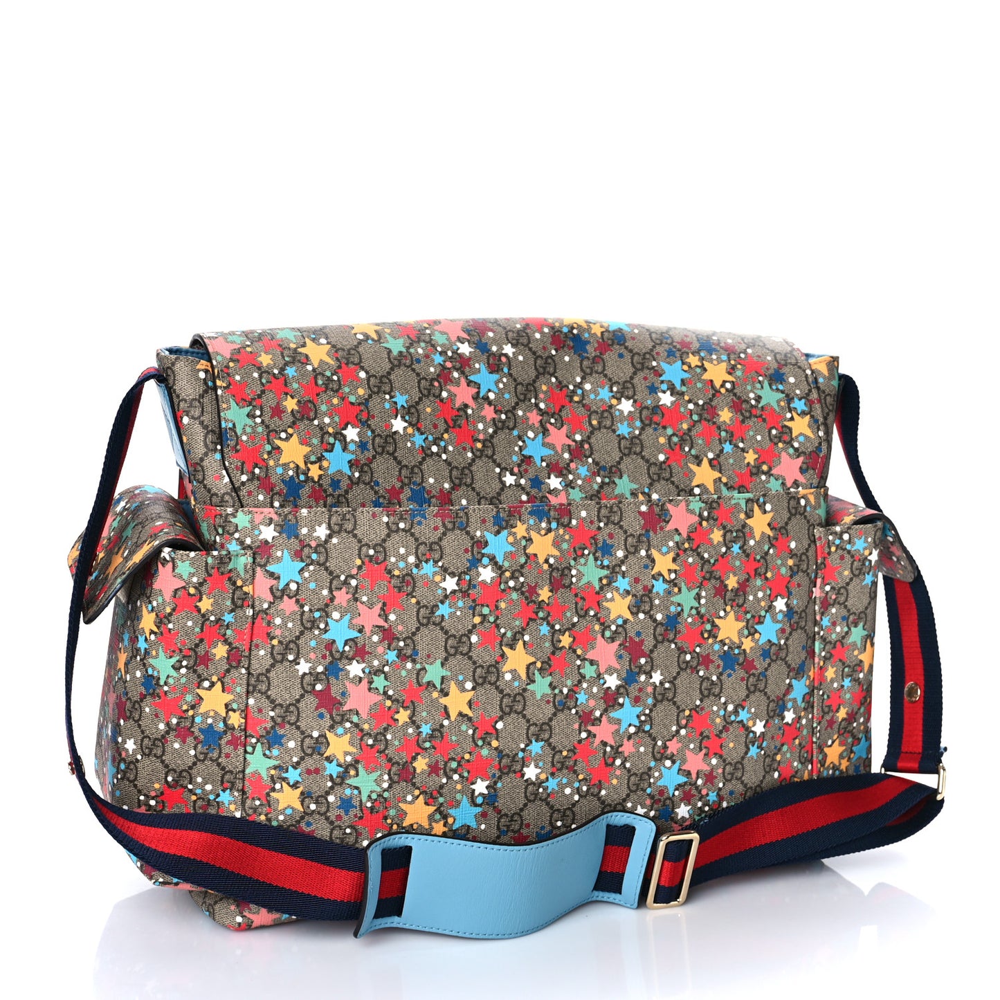 GG Supreme Monogram Star Print Diaper Bag Blue Multicolor