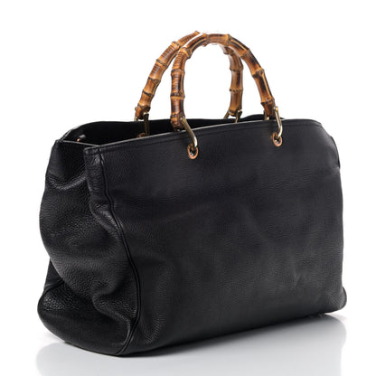 Gucci Calfskin Large Bamboo Shopper Tote Black 2 of 4
