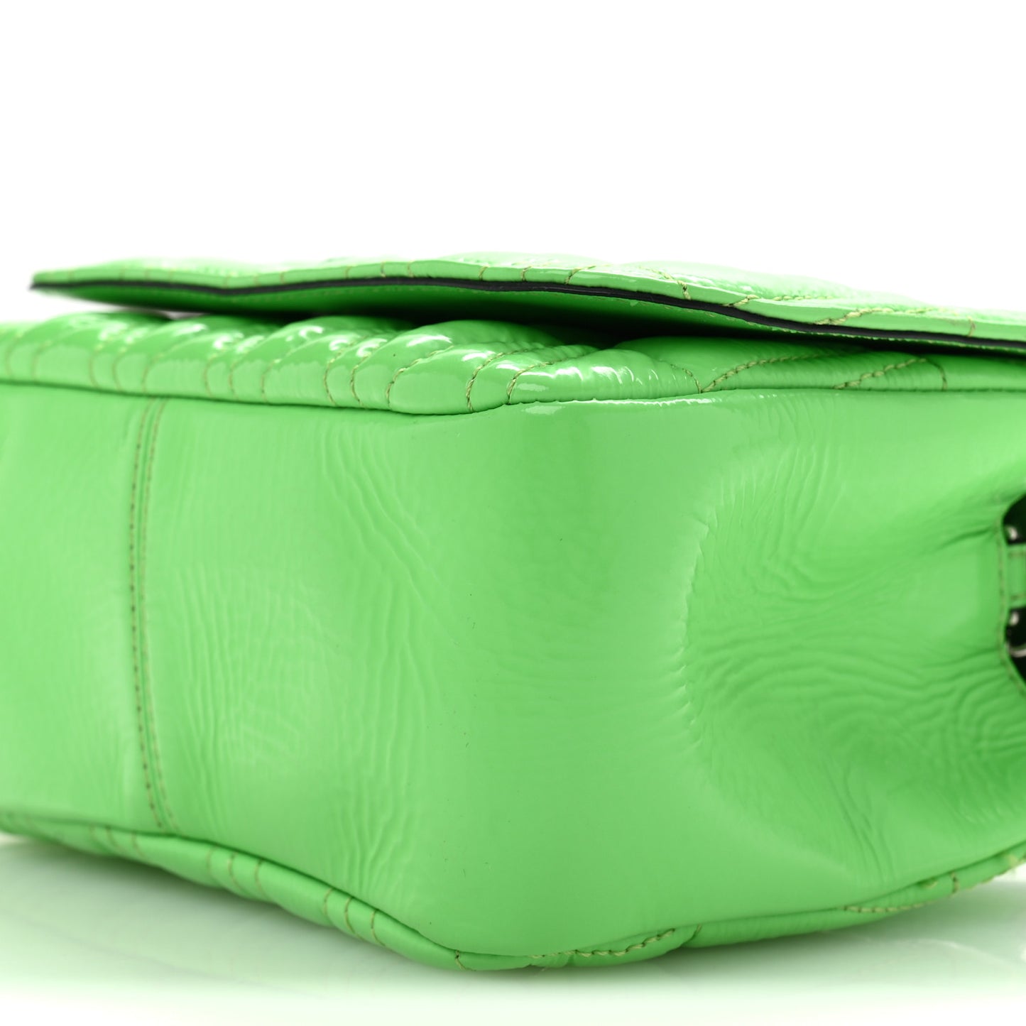 Patent Quilted Virtus Shoulder Bag Mint