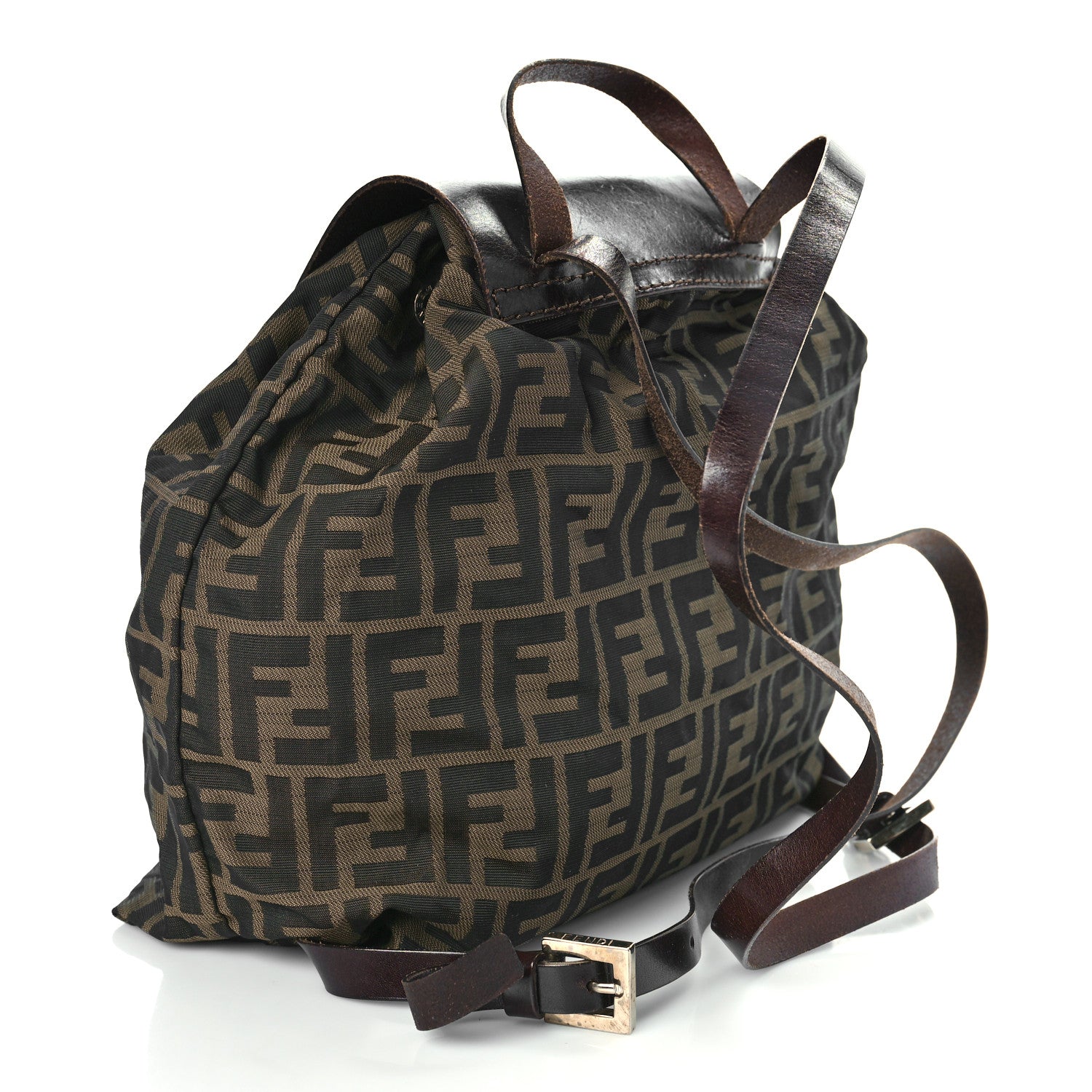 Fendi Zucca Drawstring Flap Backpack Tobacco 2 of 13