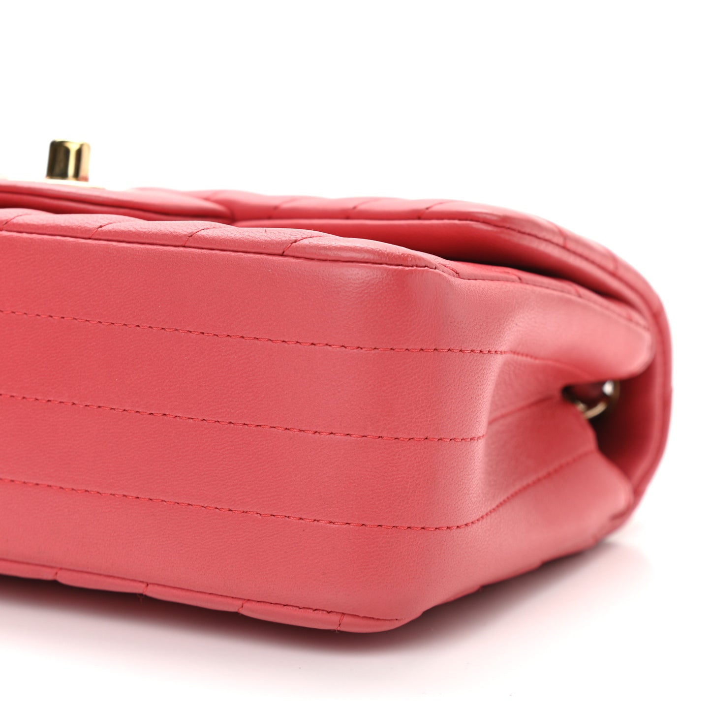 Lambskin Chevron Quilted Mini Rectangular Flap Pink