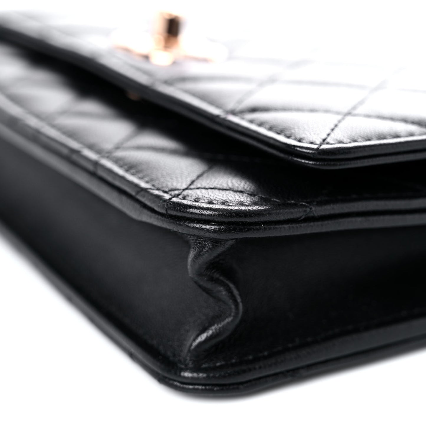 Lambskin Quilted Trendy CC Wallet On Chain WOC Black