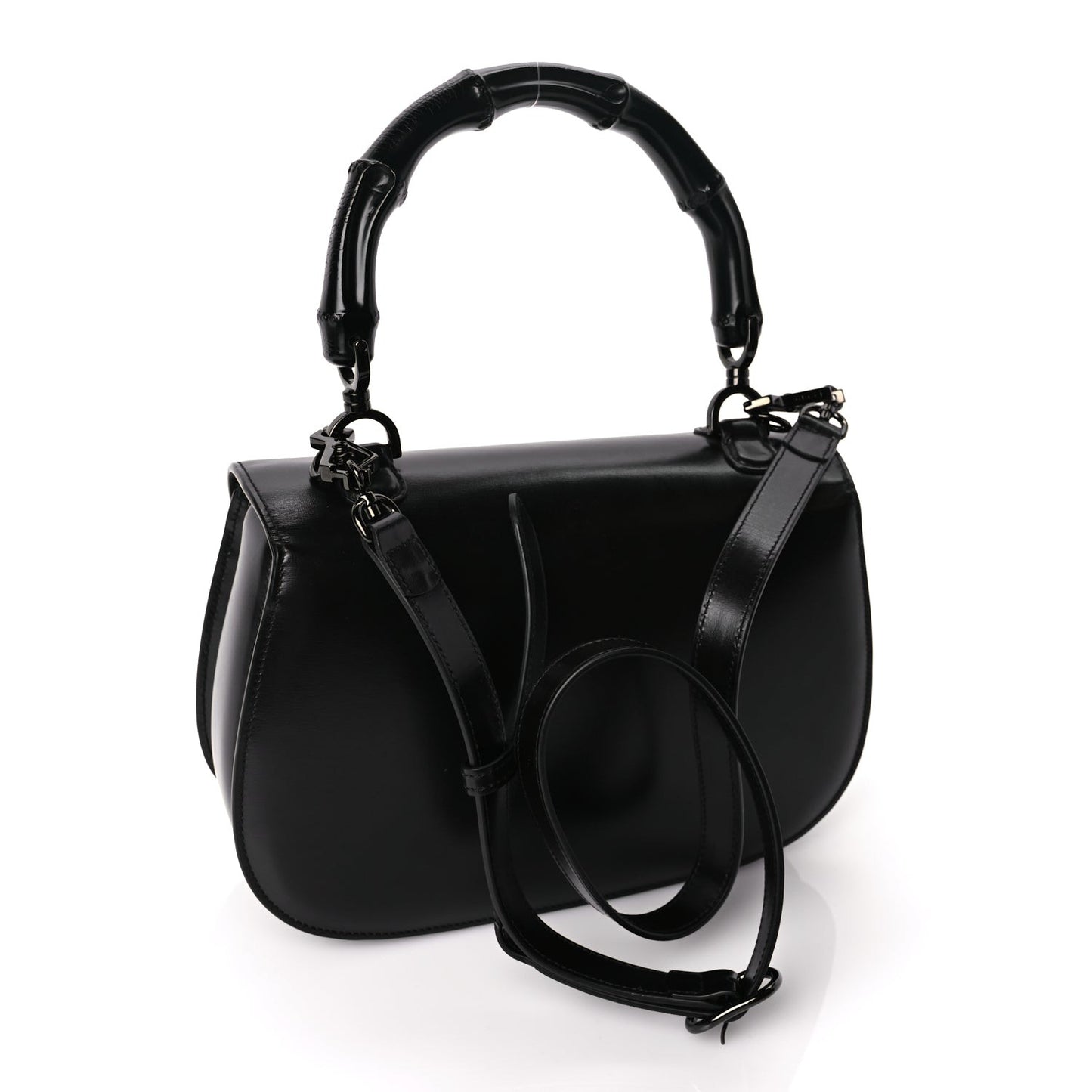 Boarded Dyana Lux Calfskin Web Monochrome Medium Bamboo 1947 Top Handle Bag Black