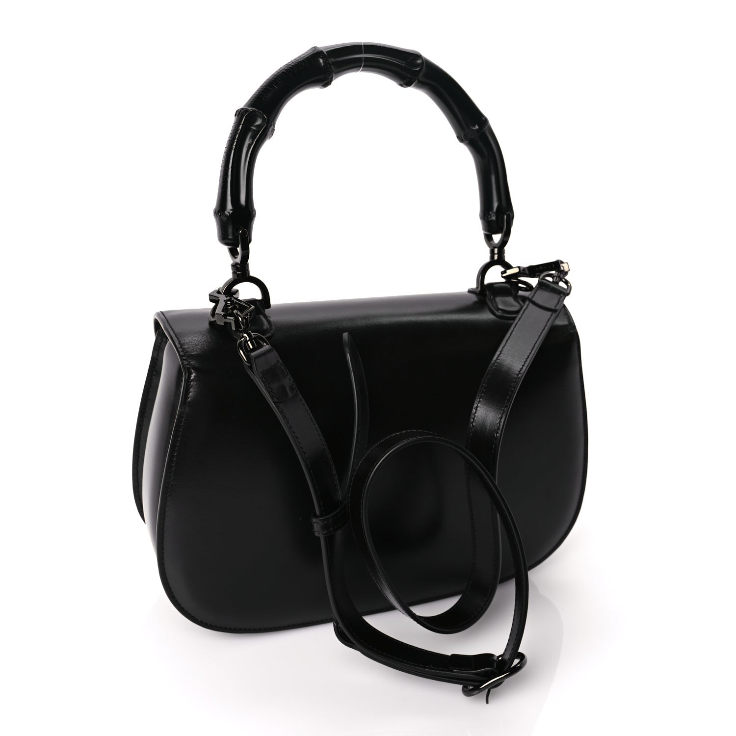 Gucci Boarded Dyana Lux Calfskin Web Monochrome Medium Bamboo 1947 Top Handle Bag Black 2 of 8