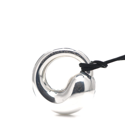Tiffany Sterling Silver Large Elsa Peretti Eternal Circle Cord Necklace 4 of 5