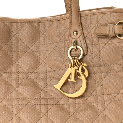 Christian Dior Coated Canvas Cannage Medium Panarea Tote Beige 8 of 12
