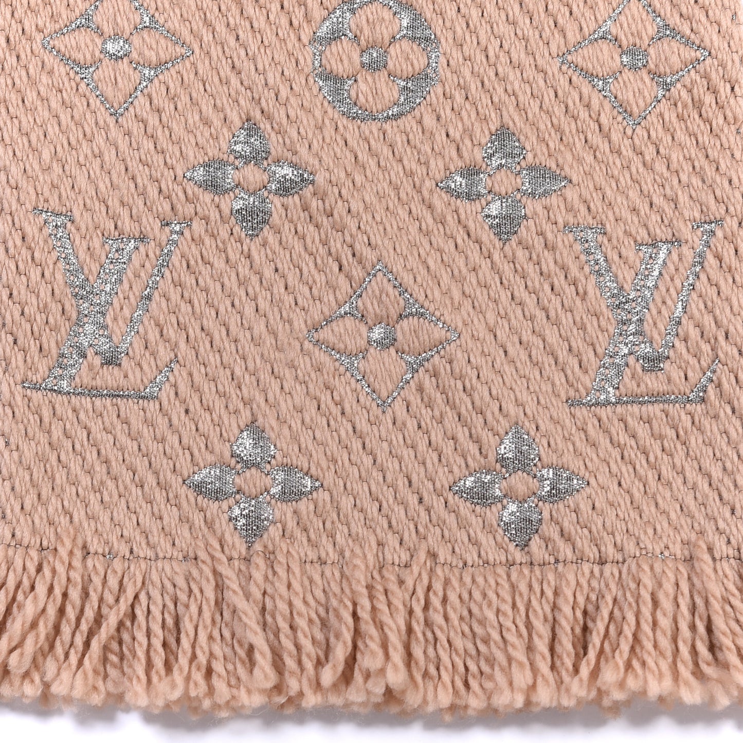 Wool Silk Logomania Shine Scarf Beige