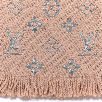 Louis Vuitton Wool Silk Logomania Shine Scarf Beige 3 of 4