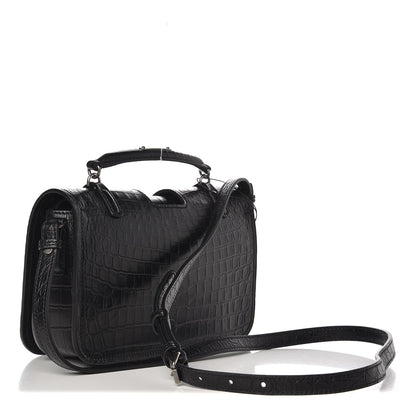 Saint Laurent Crocodile Embossed Medium Charlotte Messenger Bag Black 3 of 8