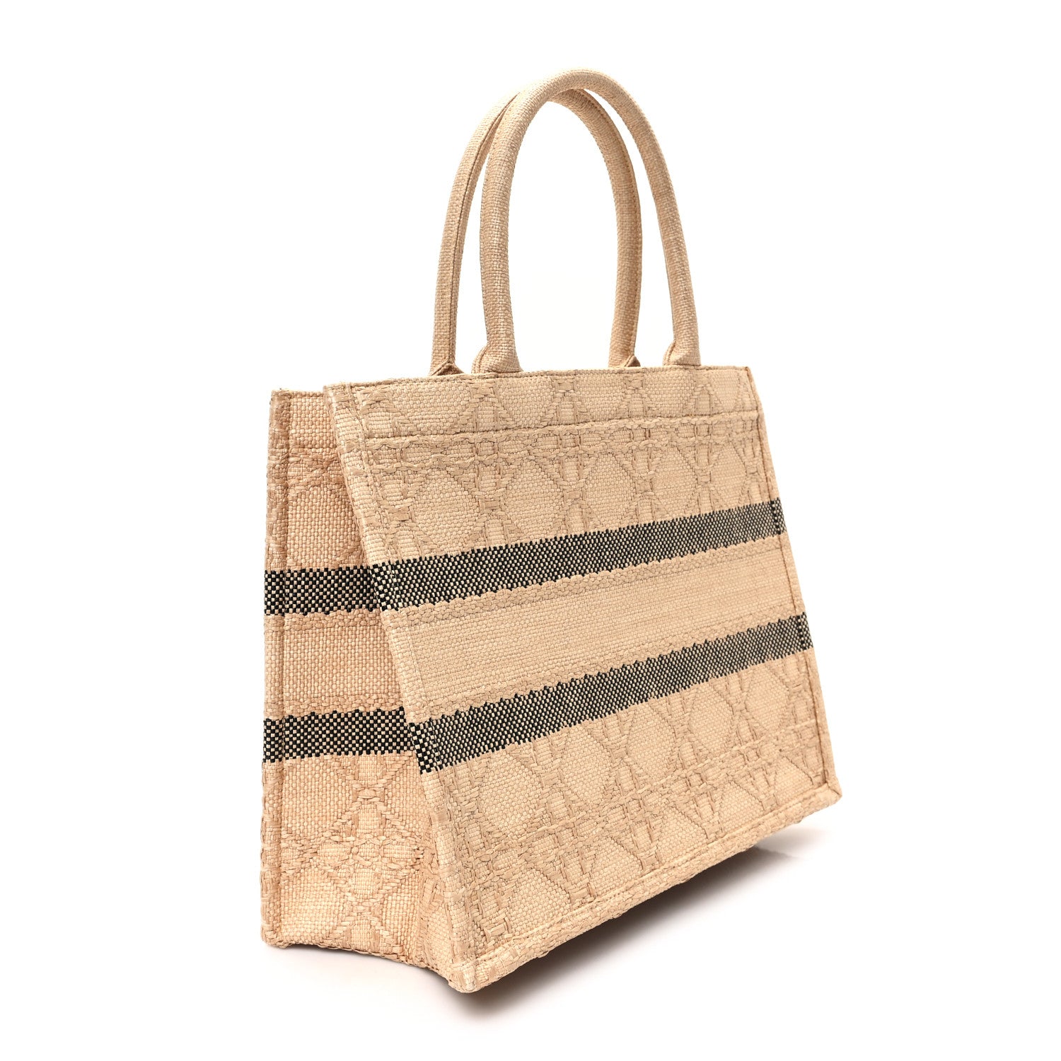 Christian Dior Raffia Cannage Medium Book Tote Natural 3 of 11