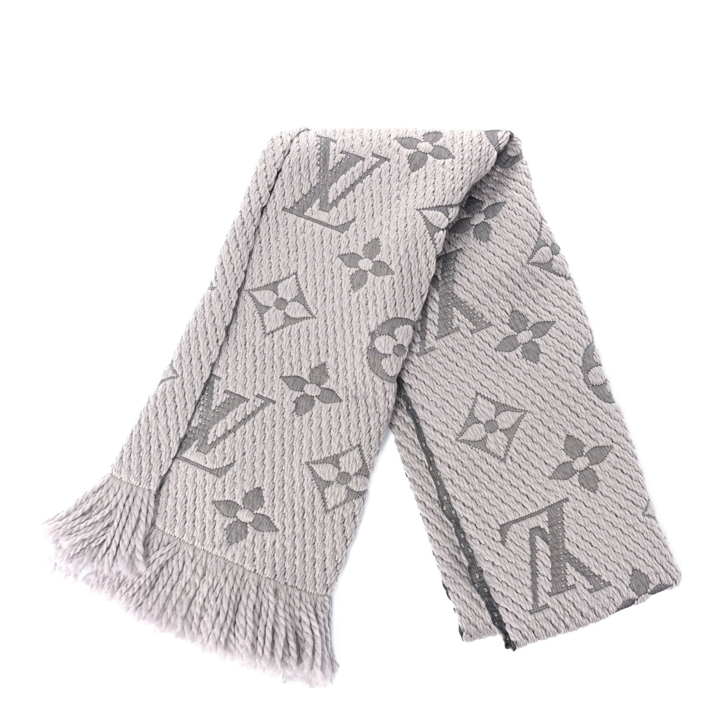 Wool Silk Logomania Scarf Pearl Grey
