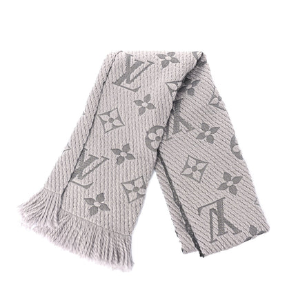 Louis Vuitton Wool Silk Logomania Scarf Pearl Grey 1 of 3