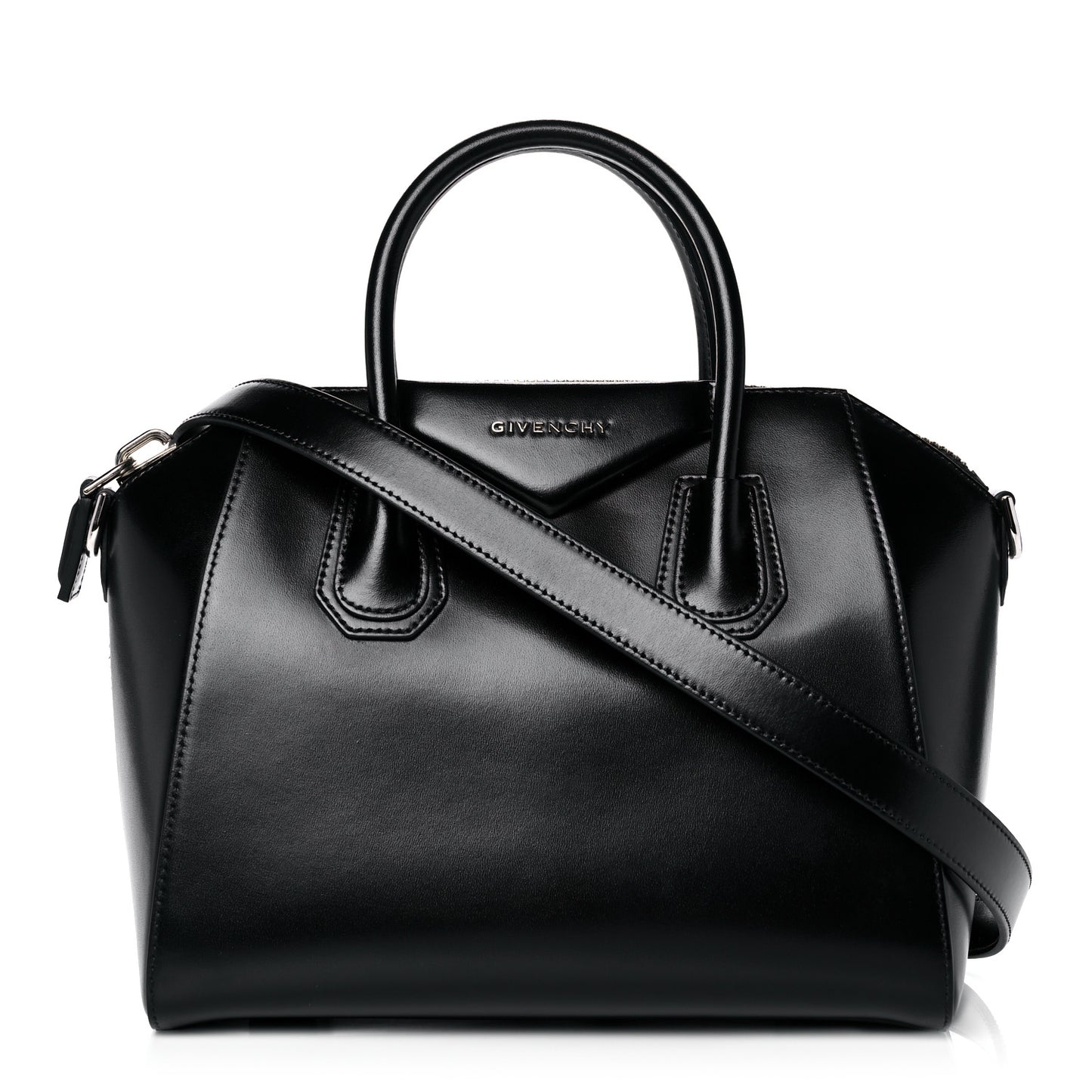 Shiny Lord Calfskin Small Antigona Black