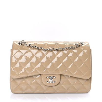 Chanel Patent Quilted Jumbo Double Flap  Beige 1 of 7