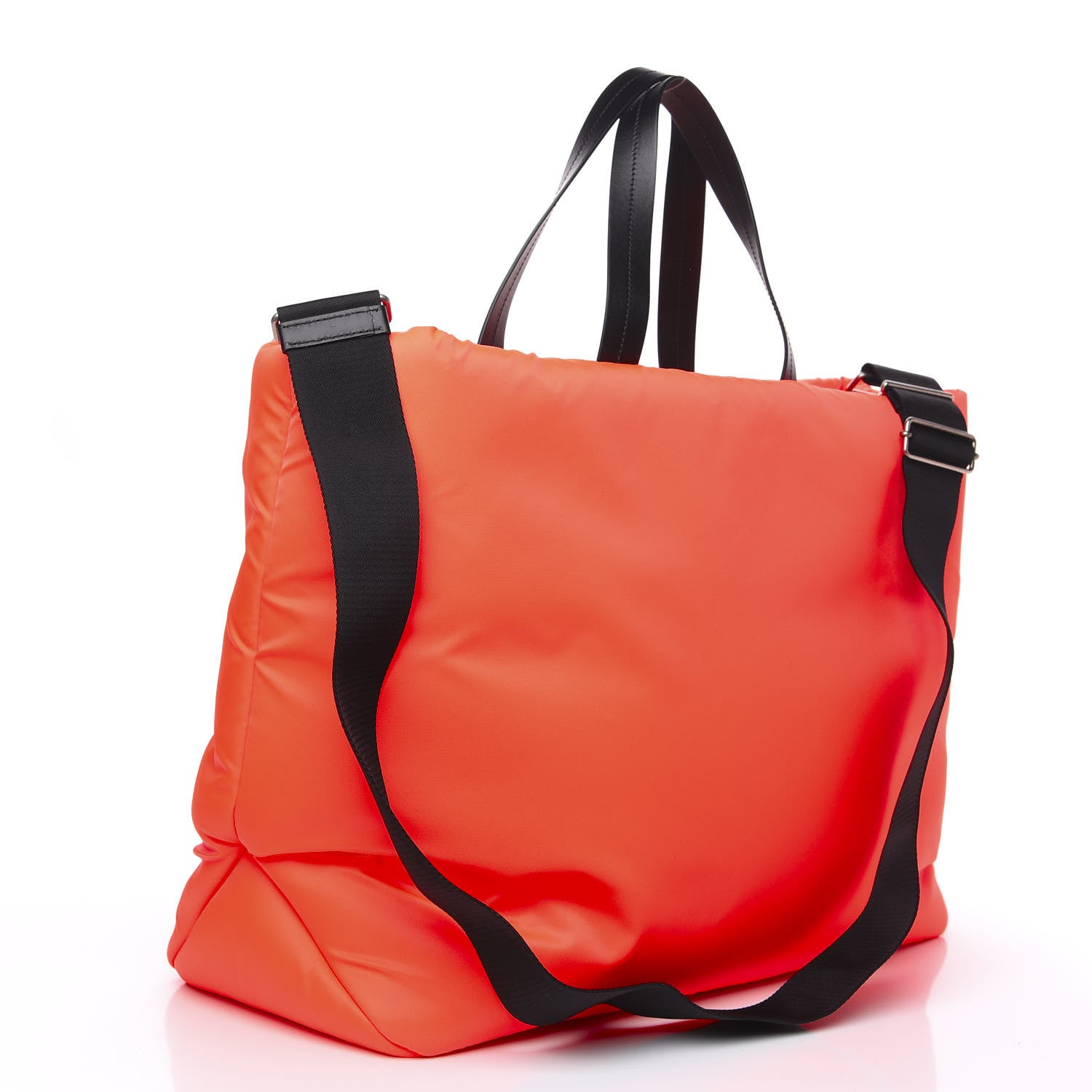 Prada Tessuto Nylon Soft Padded Medium Shopping Tote Arancio Fluo 2 of 9