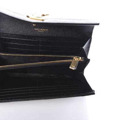 Saint Laurent Grain De Poudre Matelasse Chevron Monogram Flap Wallet Black 5 of 6