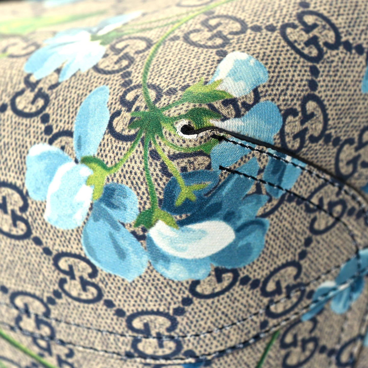 GG Supreme Monogram Blooms Medium Reversible Tote Beige Blue Navy