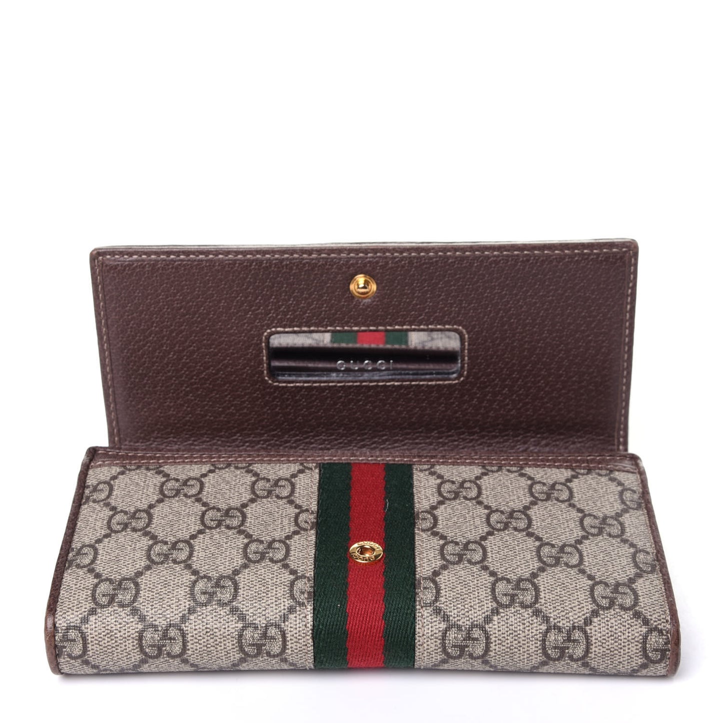 GG Supreme Monogram Web Ophidia Wallet On Chain Brown