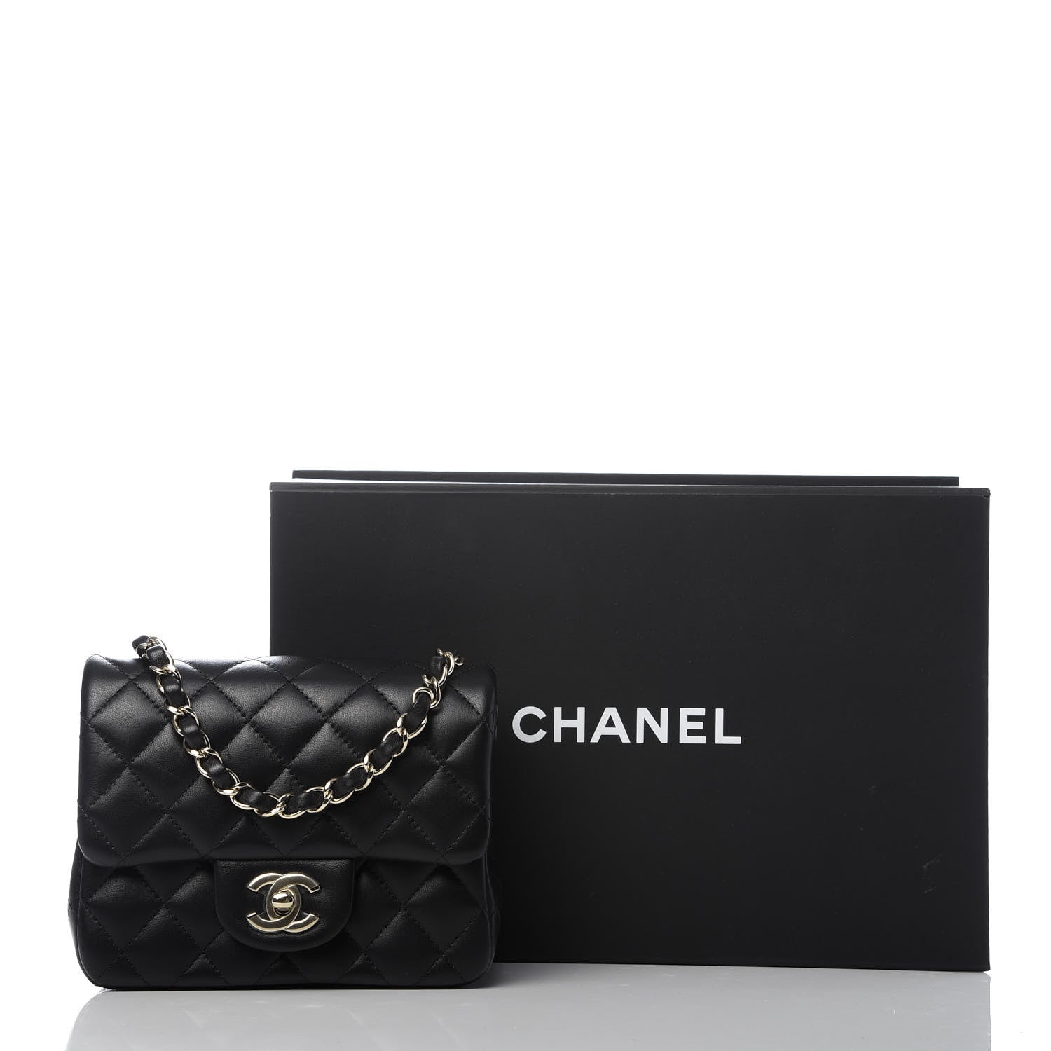 Chanel Lambskin Quilted Mini Square Flap Black 9 of 9