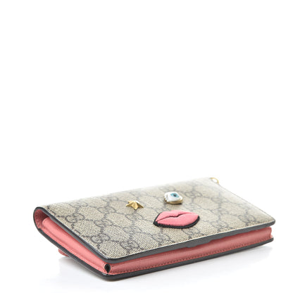 Gucci GG Supreme Monogram Embroidered Face iPhone 6 Case Wristlet Pink 4 of 8