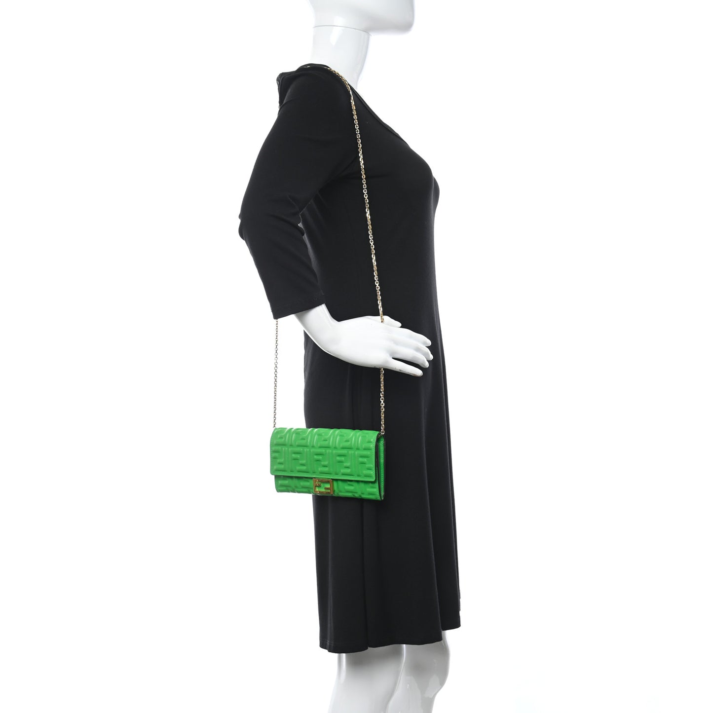 Nappa Matisse FF Embossed Continental Wallet On Chain Tomatillo