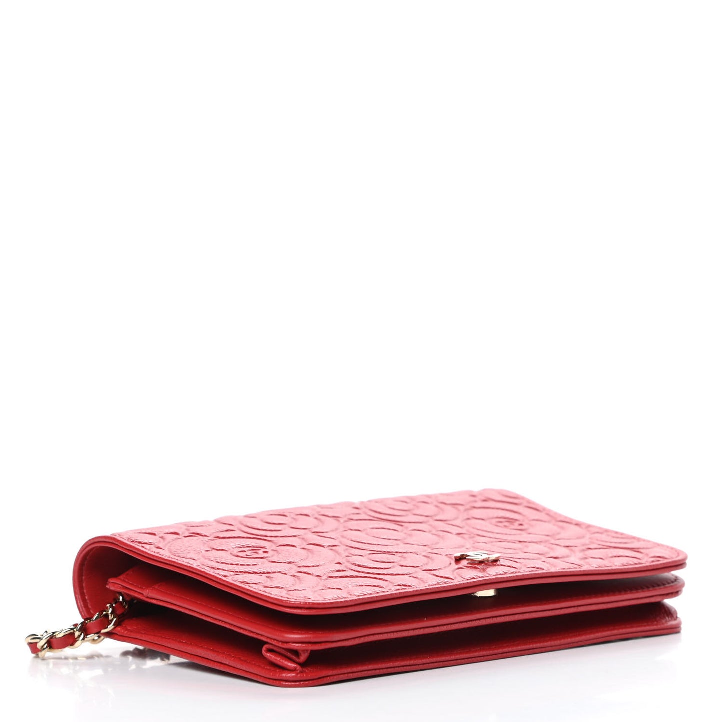 Caviar Camellia Embossed Wallet On Chain WOC Red