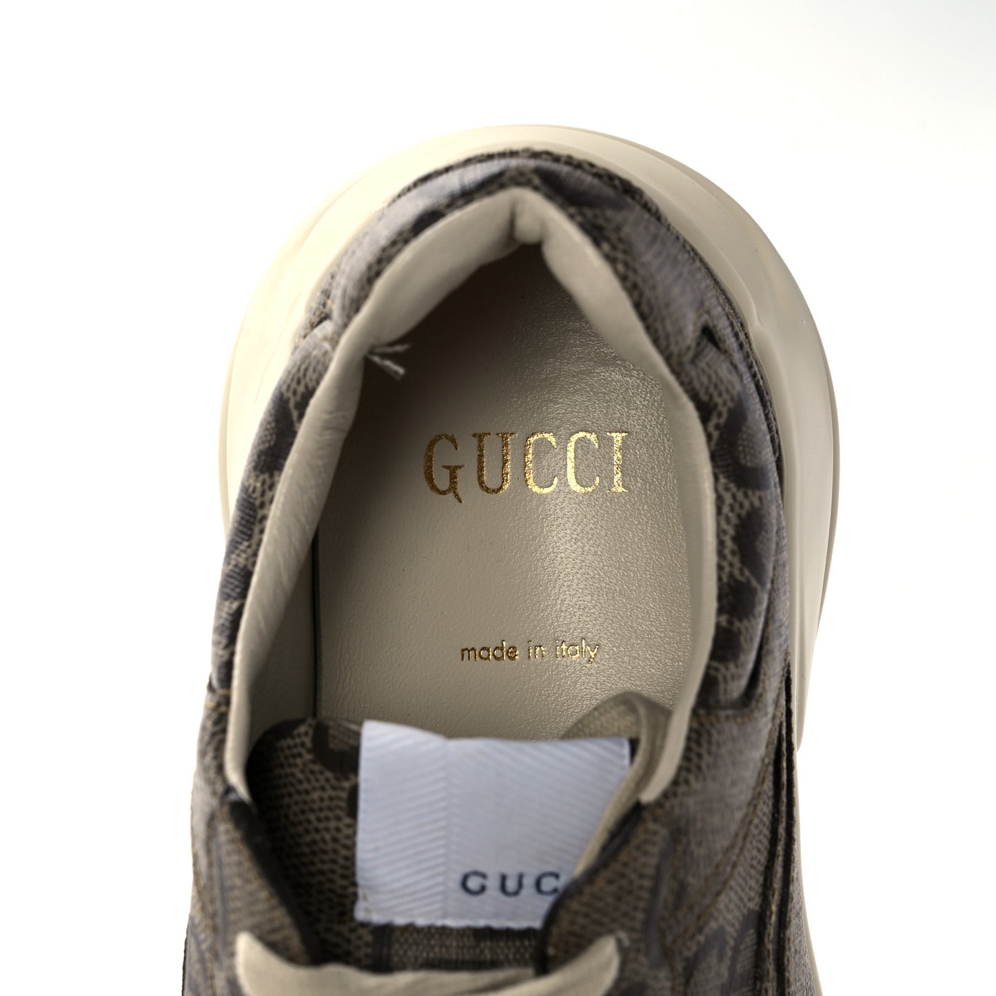 Maxi GG Supreme Monogram Gucci 100 Womens Rhyton Sneakers 37 Beige Ebony