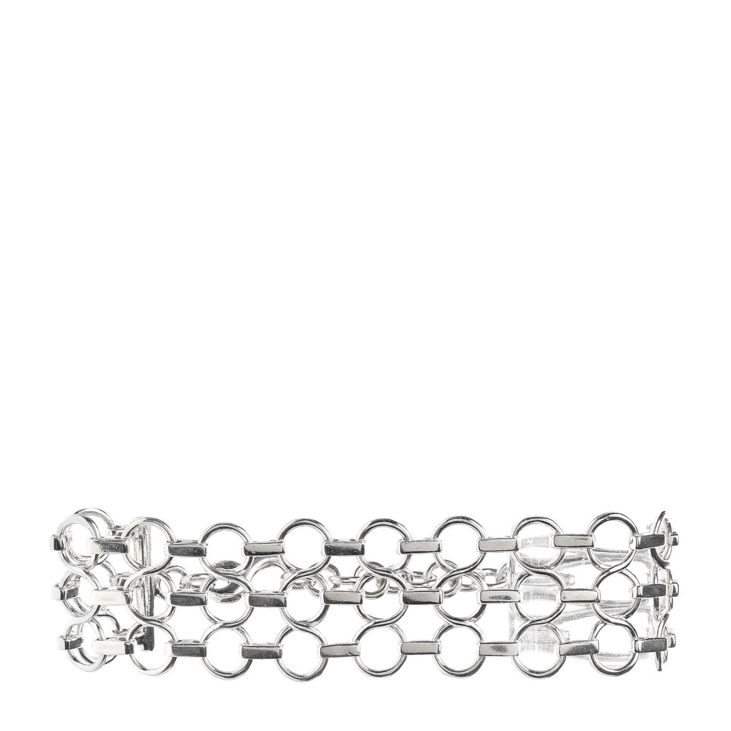 Sterling Silver Three-Row Link Bracelet