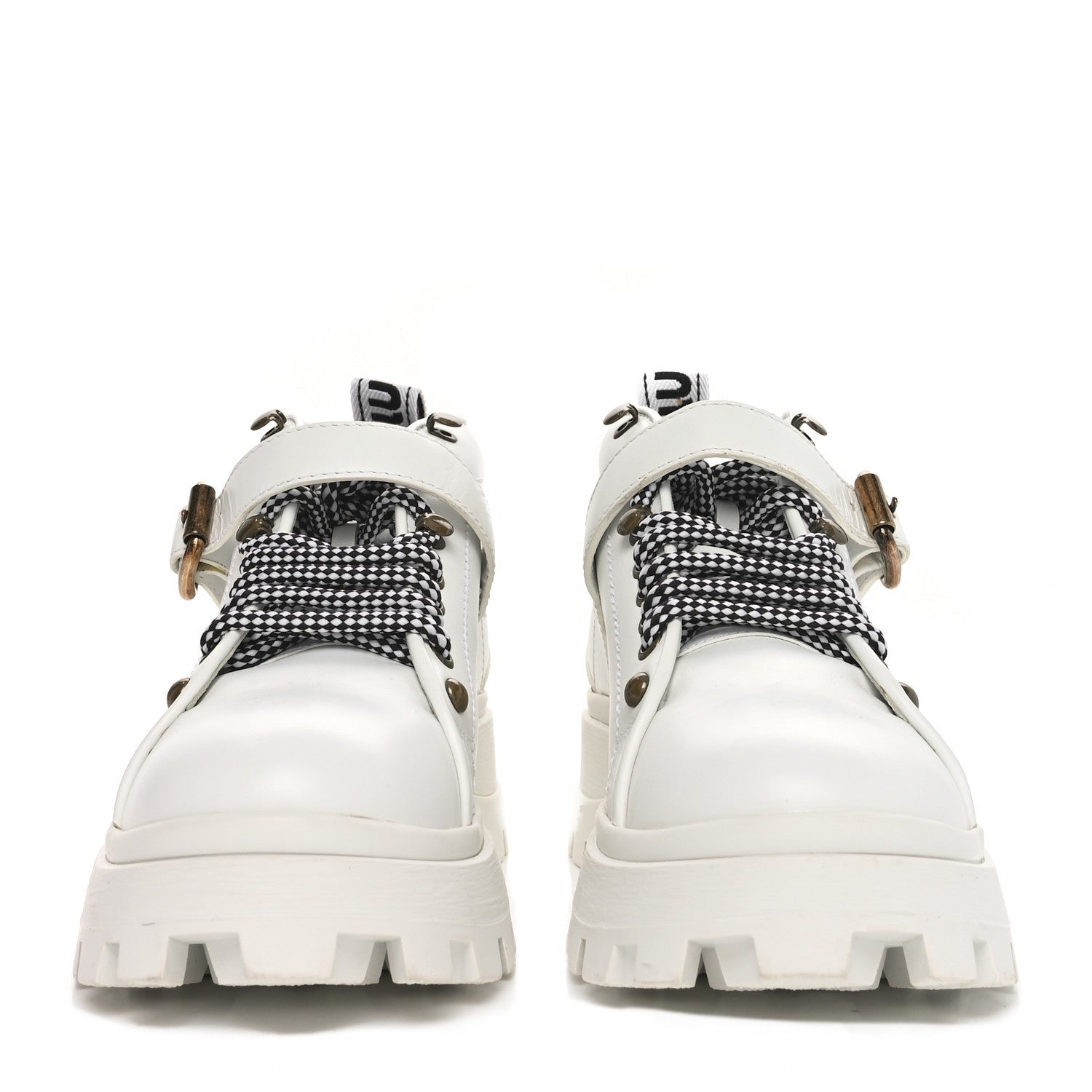 Miu Miu Calfskin Lace Up Ankle Boots 40 White 3 of 7