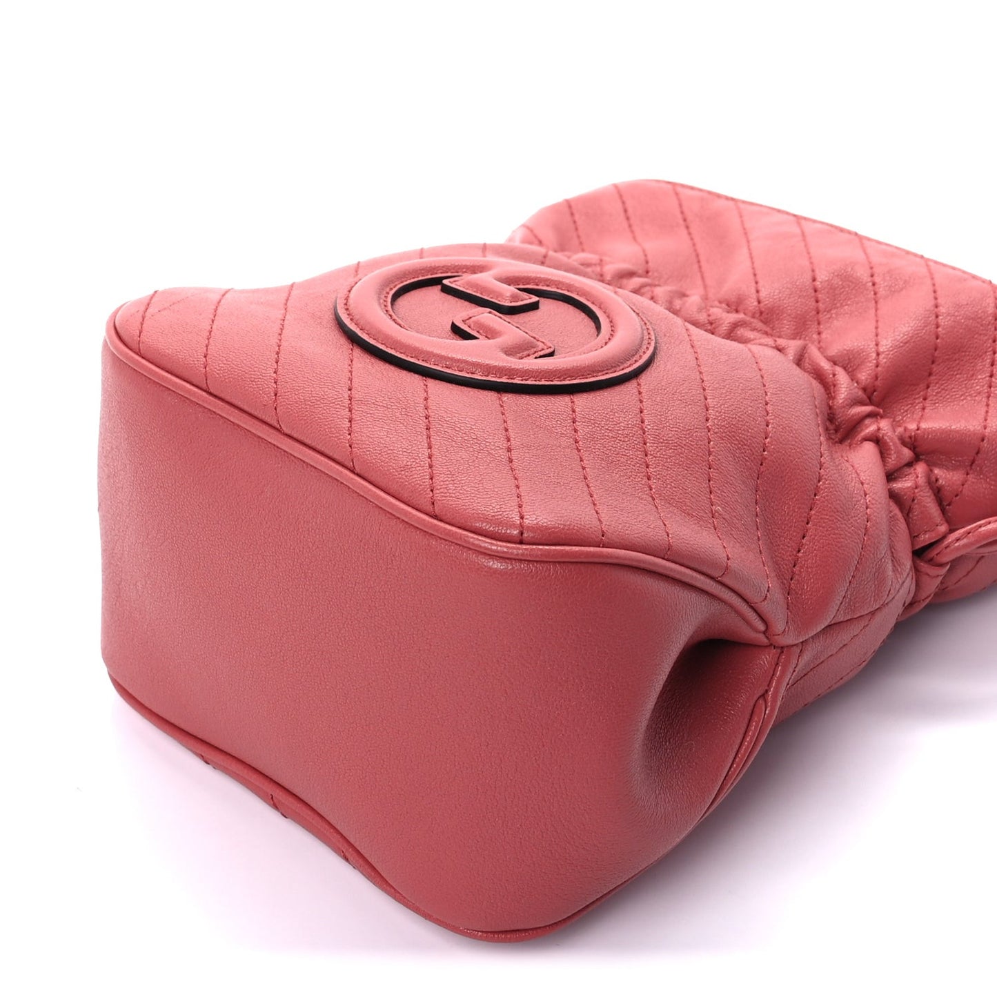 Sakai Be Green Calfskin Diagonal Stitched Mini Blondie Bucket Bag Pink