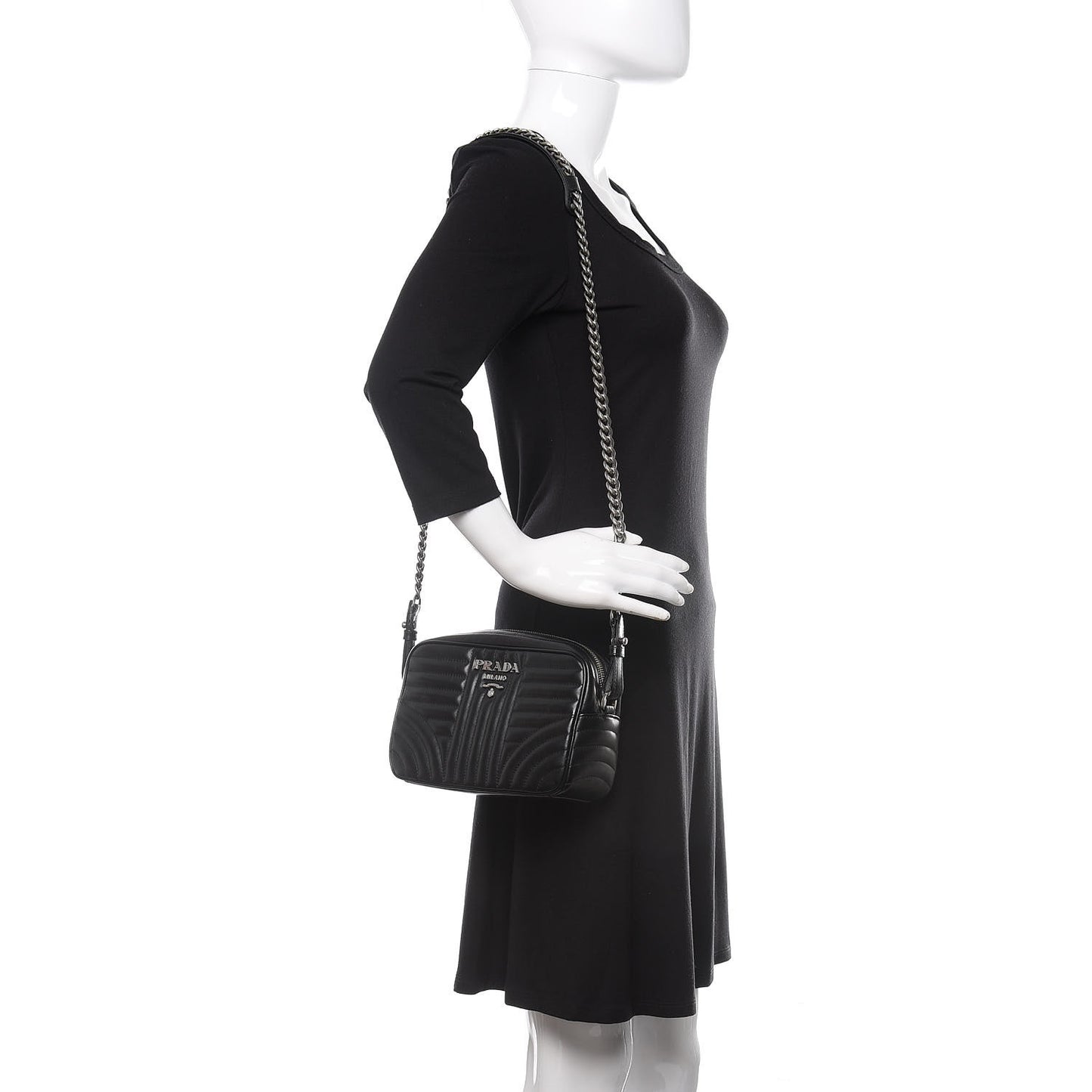 Soft Calfskin Diagramme Crossbody Bag Black