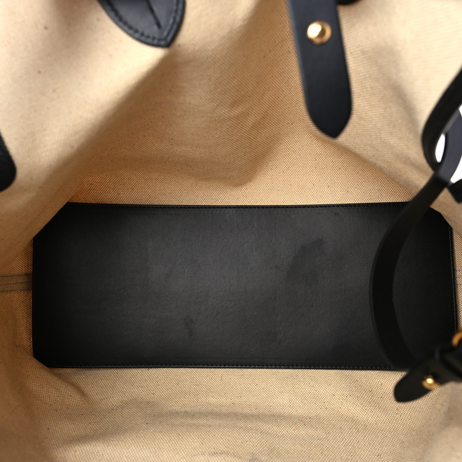Burberry Cotton Soft Canvas Calfskin Medium Belt Tote Natural Black 4 of 8