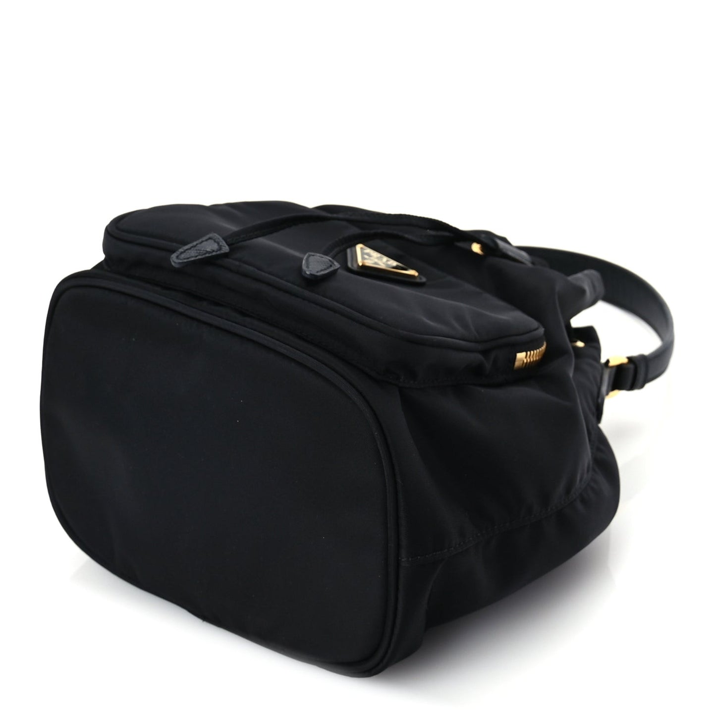 Nylon Vela Saffiano Mini Bucket Crossbody Bag  Black