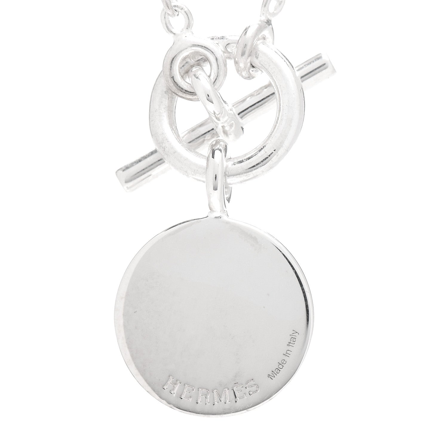 Hermes Sterling Silver Mini Clou de Selle Charm Pendant Necklace 4 of 5