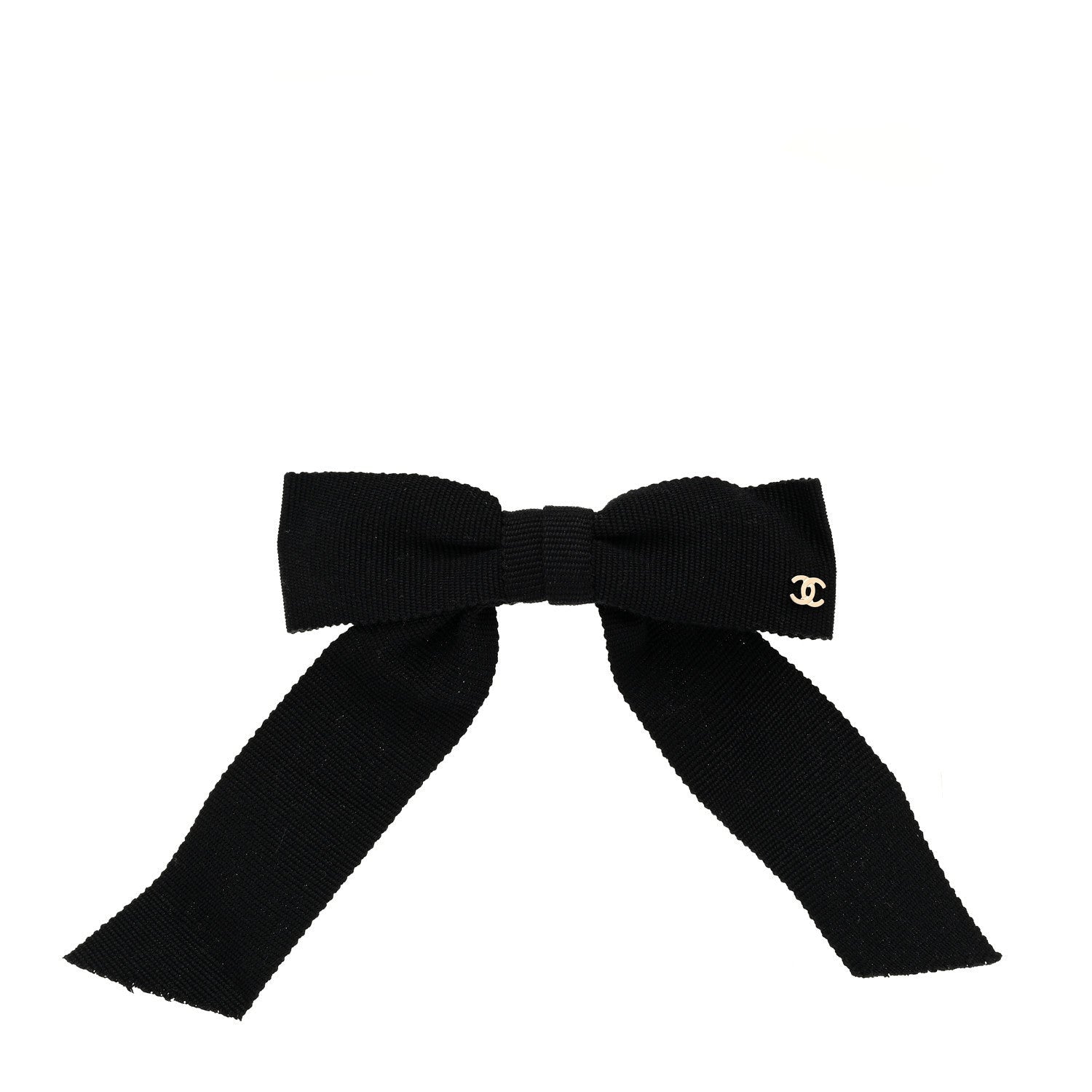 Chanel Grosgrain Bow CC Hair Clip Black 1 of 3