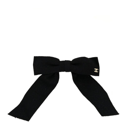 Chanel Grosgrain Bow CC Hair Clip Black 1 of 3