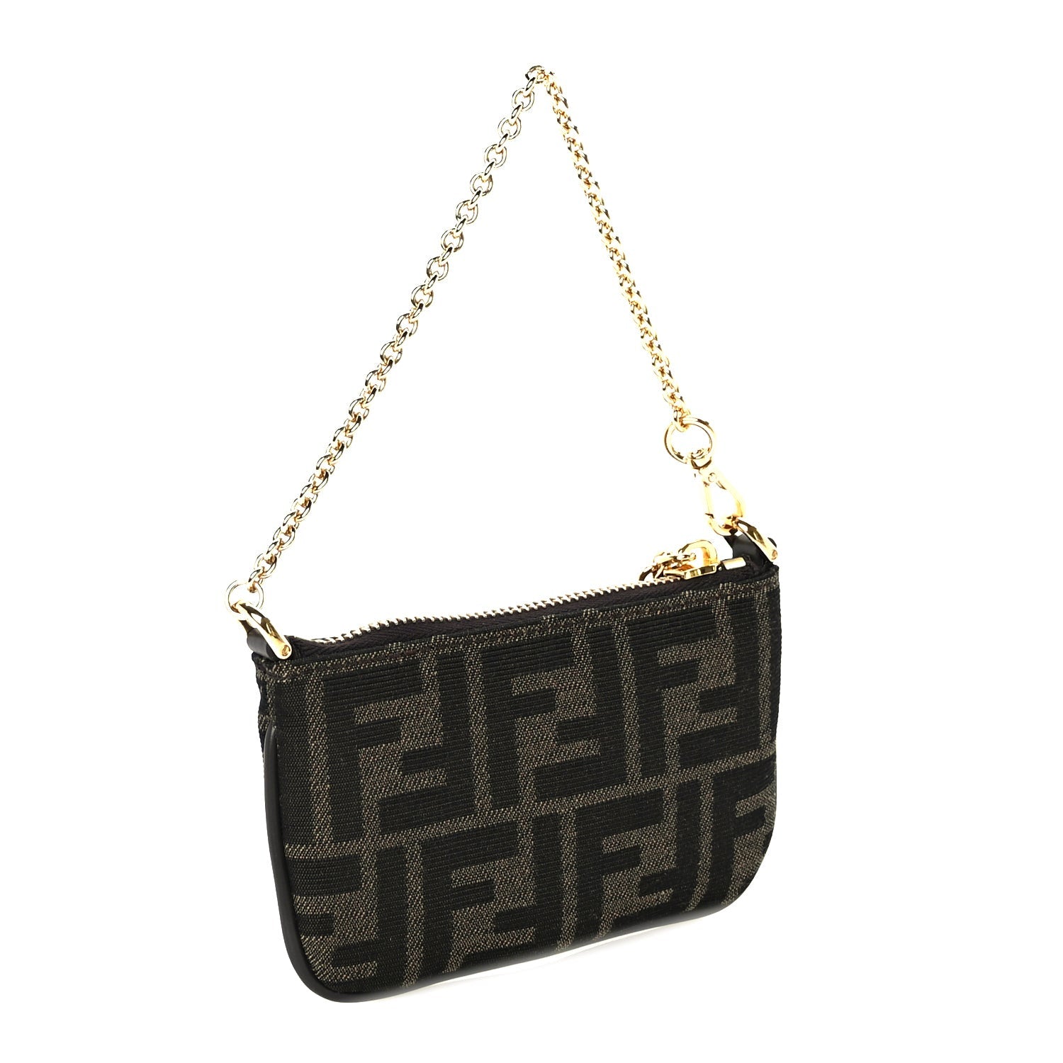 Fendi Fabric Jacquard Mini Flat Pouch  Tobacco Brown Real Ebony 2 of 8