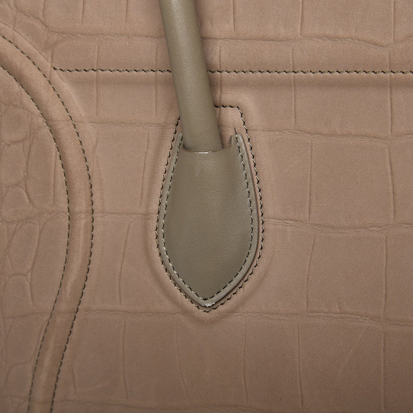 Crocodile Embossed Nubuck Medium Phantom Luggage Beige