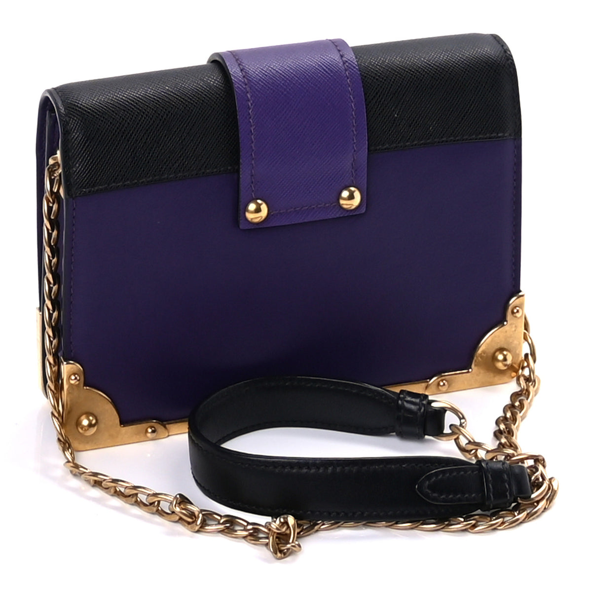 Prada City Calf Saffiano Astrology Cahier Bag Viola Black 2 of 8