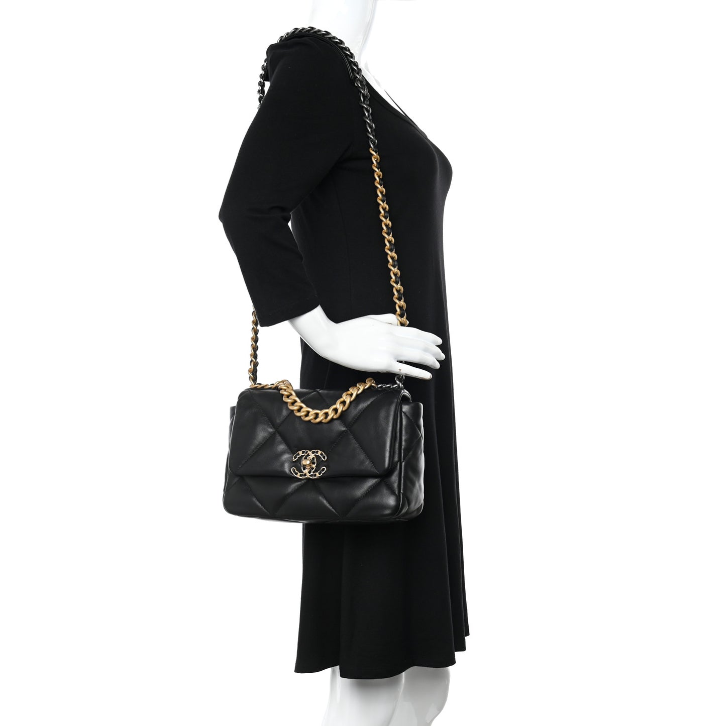 Lambskin Quilted Medium Chanel 19 Flap Black