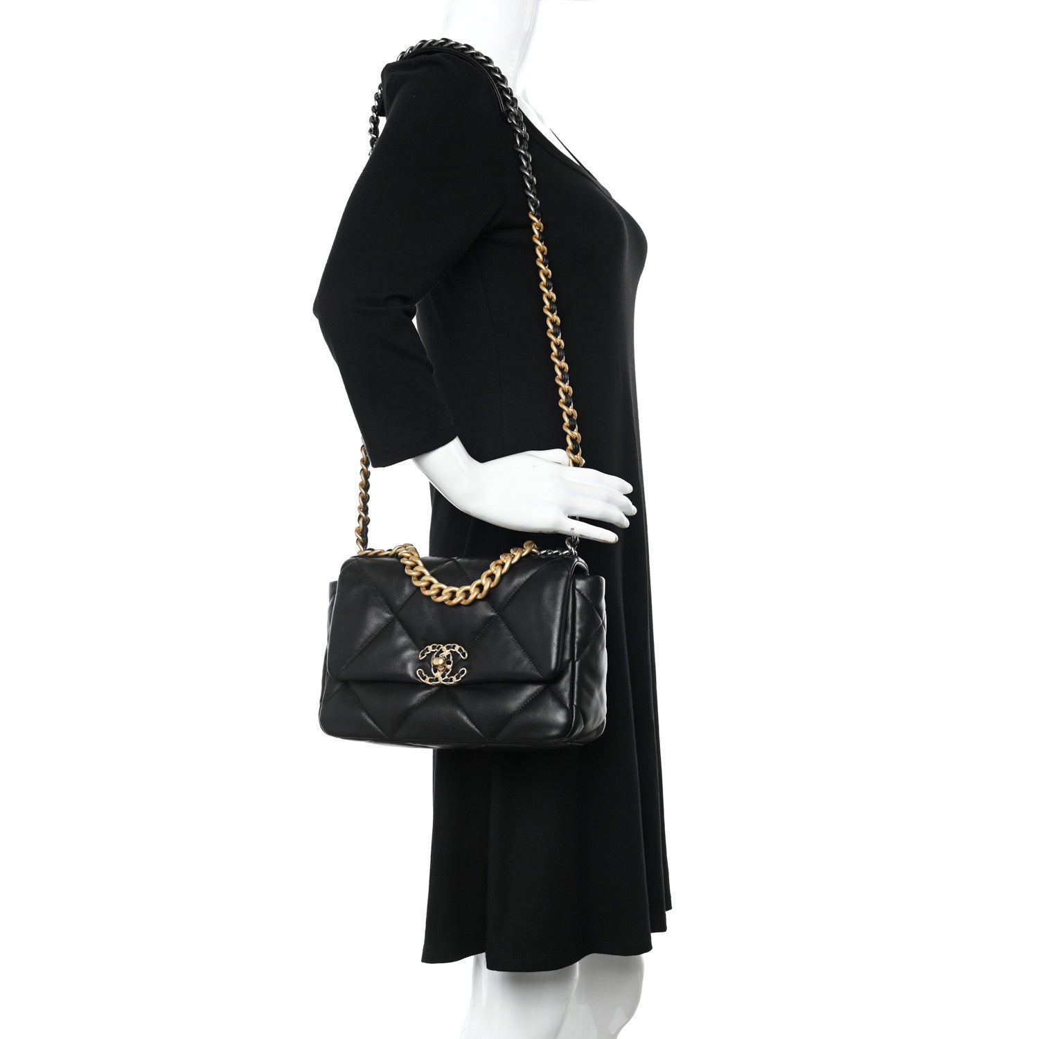 Chanel Lambskin Quilted Medium Chanel 19 Flap Black 2 of 10