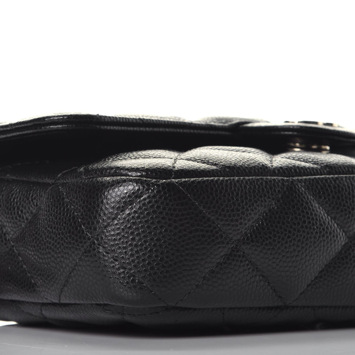 Caviar Quilted Flap Phone Holder With Chain Black