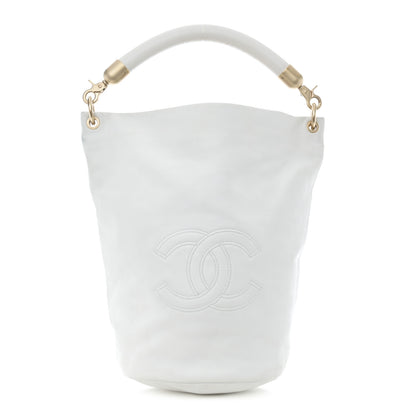 Chanel Calfskin CC Bucket Hobo White 1 of 11