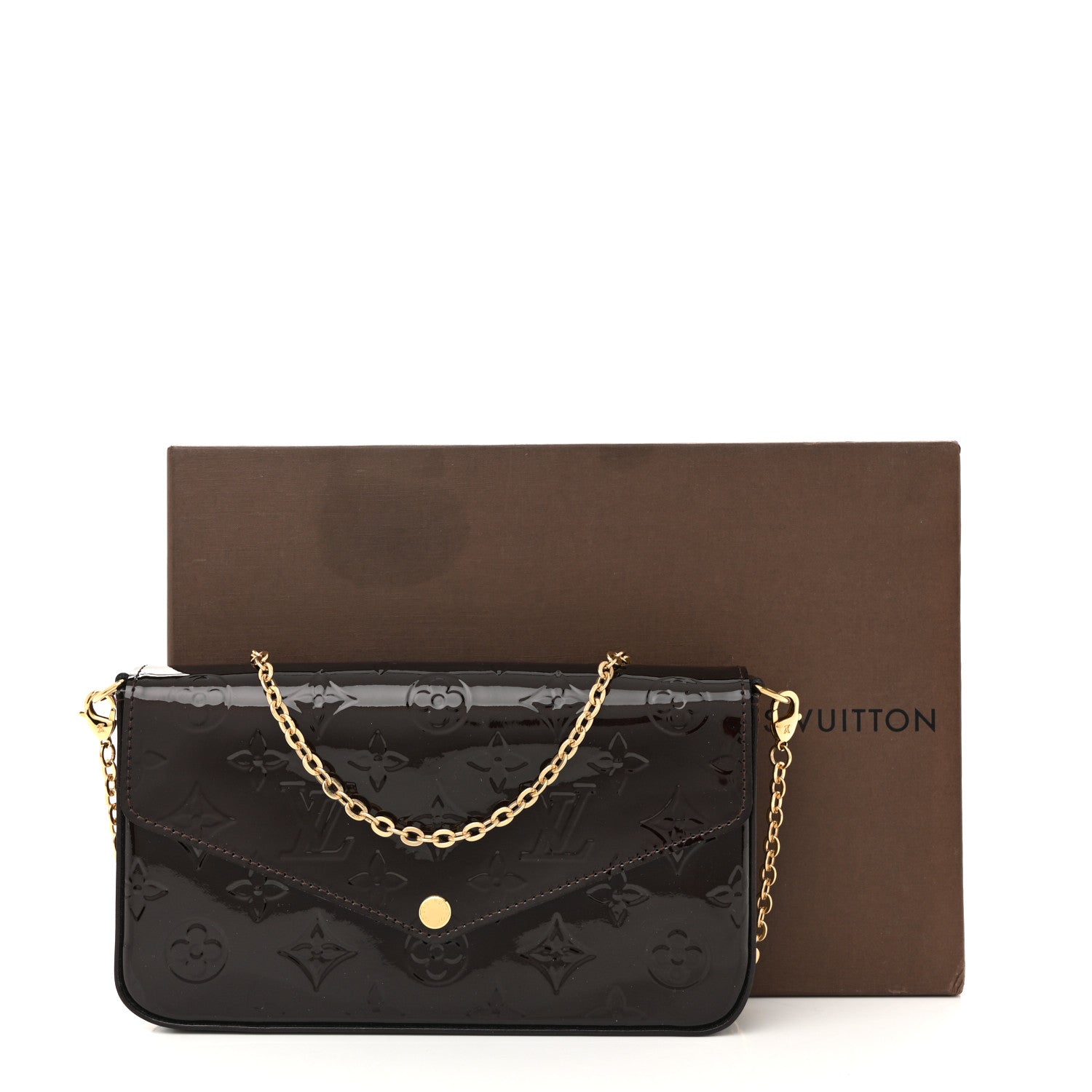 Louis Vuitton Vernis Pochette Felicie Chain Wallet Amarante 11 of 11