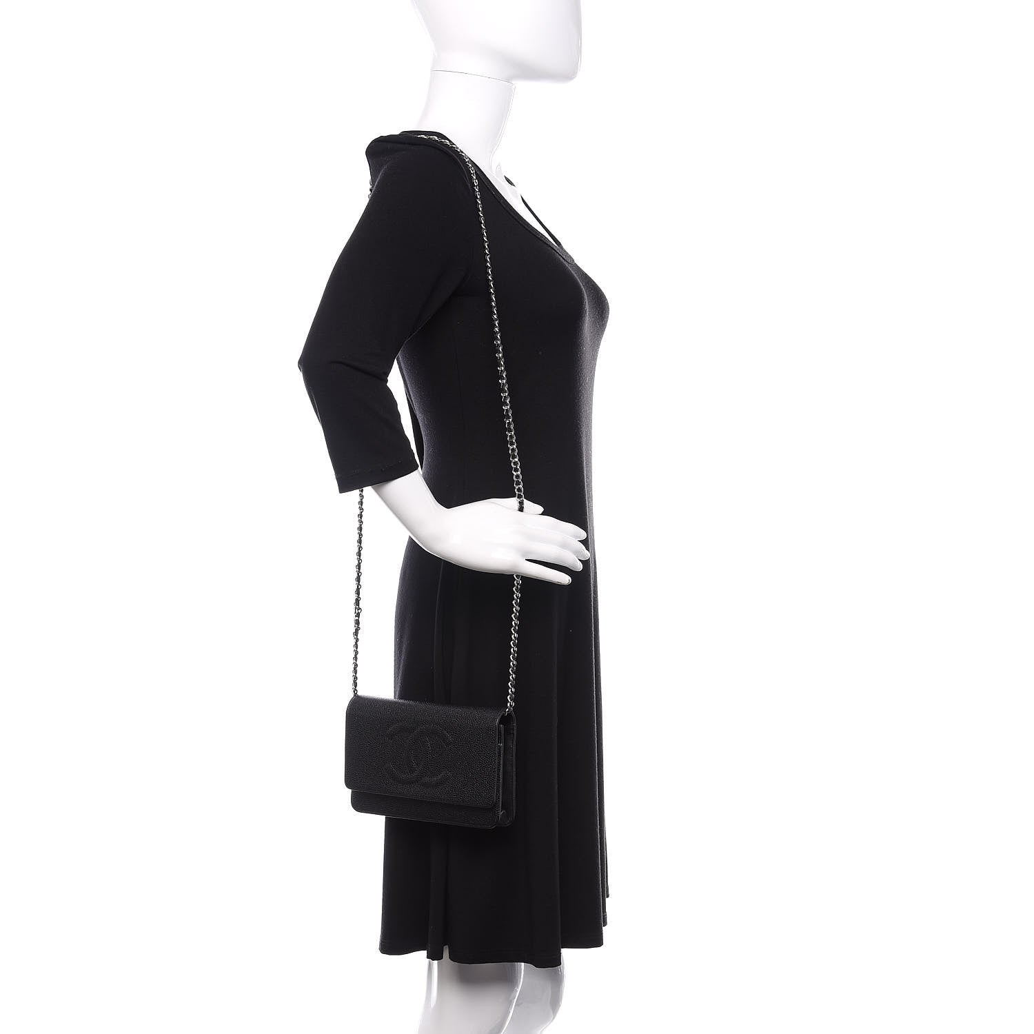 Chanel Caviar Timeless CC Wallet On Chain WOC Black 2 of 12