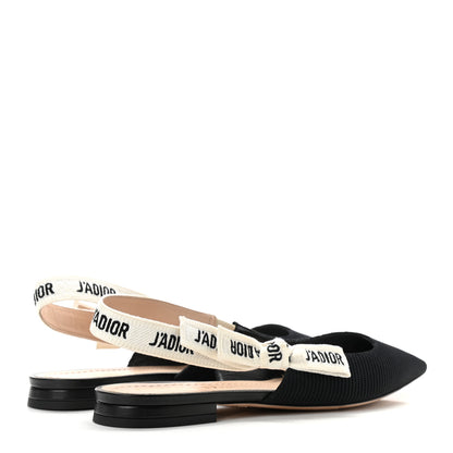Christian Dior Technical Canvas Ribbon J'Adior Slingback Ballet Flats 36.5 Black 4 of 8