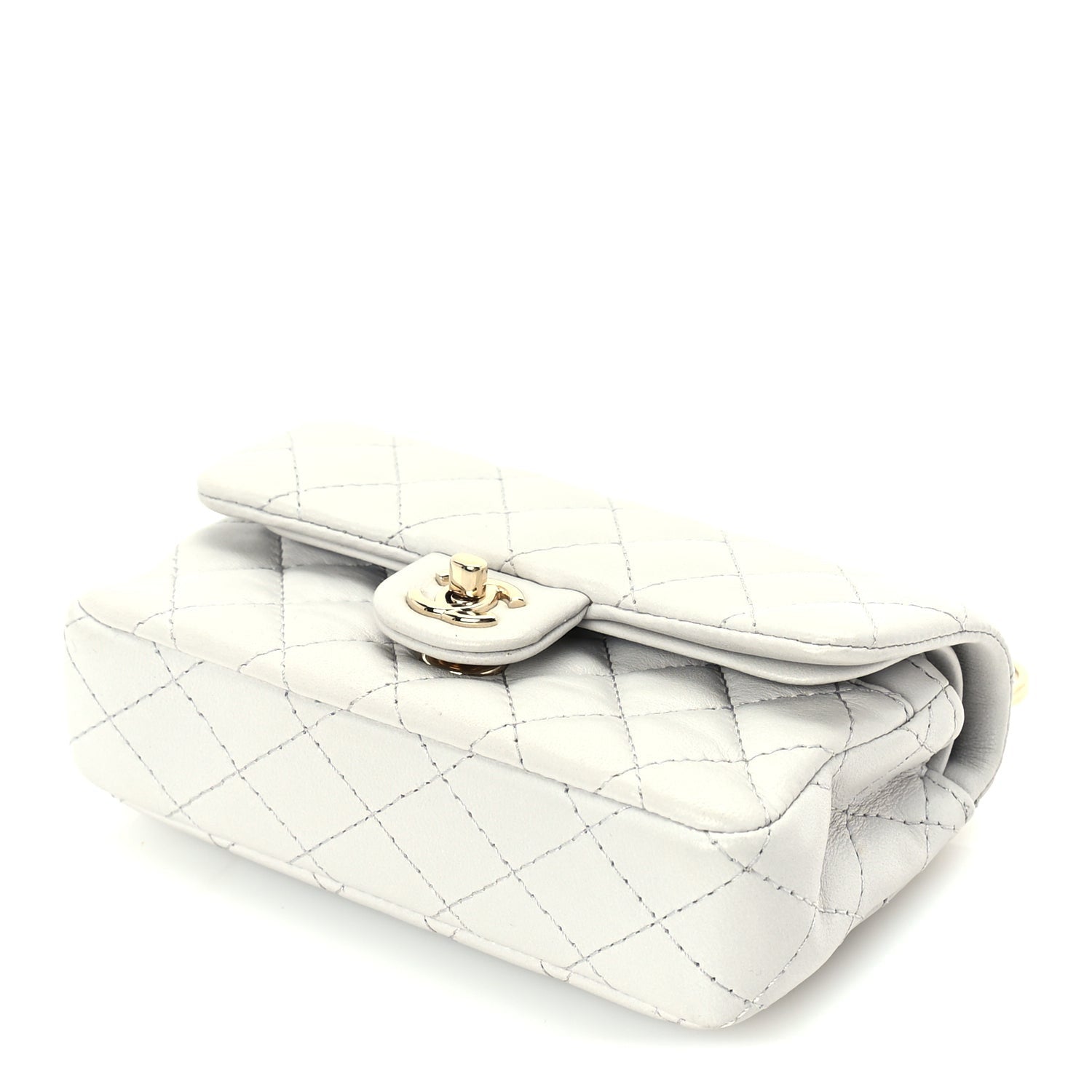 Chanel Lambskin Quilted Mini Flap Bag Charm With Hook  Grey 9 of 9